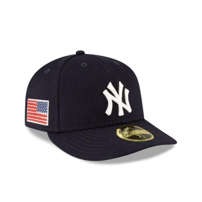 Blue New York Yankees Hat - New Era MLB Crystals from Swarovski Flag Low Profile 59FIFTY Fitted Caps USA2395784